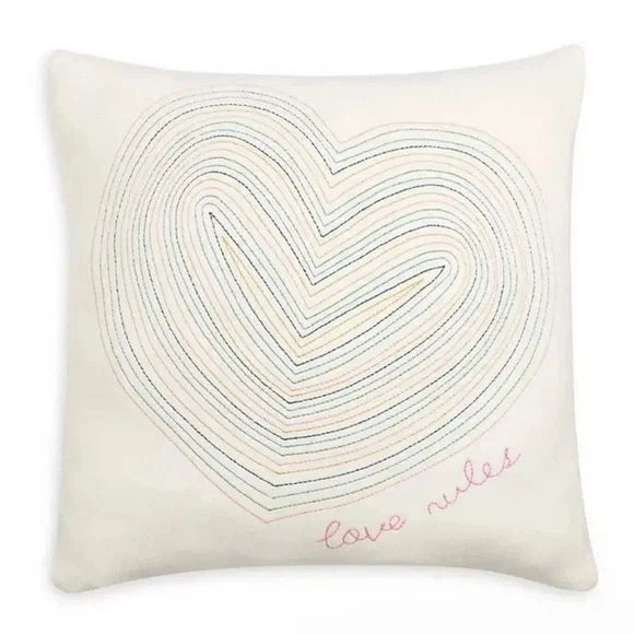 Aqua x Kerri Rosenthal Love Rules Embroidered Throw Blanket and Pillow - Picture 4 of 12